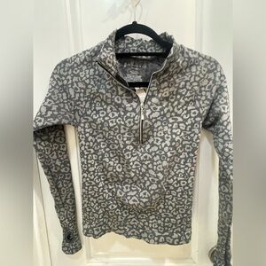 FP Movement by Free People Gray Leopard Zip-Up Top